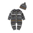 thumbnail image 2 of Baby Newborn Girls Boys Cotton Knitted Sweater Romper Jumpsuit Outfits Hat Set Kids Ugly Christmas Sweater Fall Gray, 2 of 9