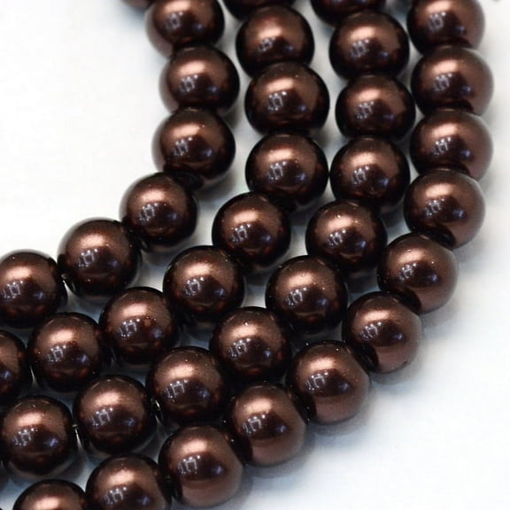 Baking Painted Pearlized Glass Pearl Round Bead Strands Saddle Brown 8~9mm Hole: 1mm 105pcs/strand 31.4 inch