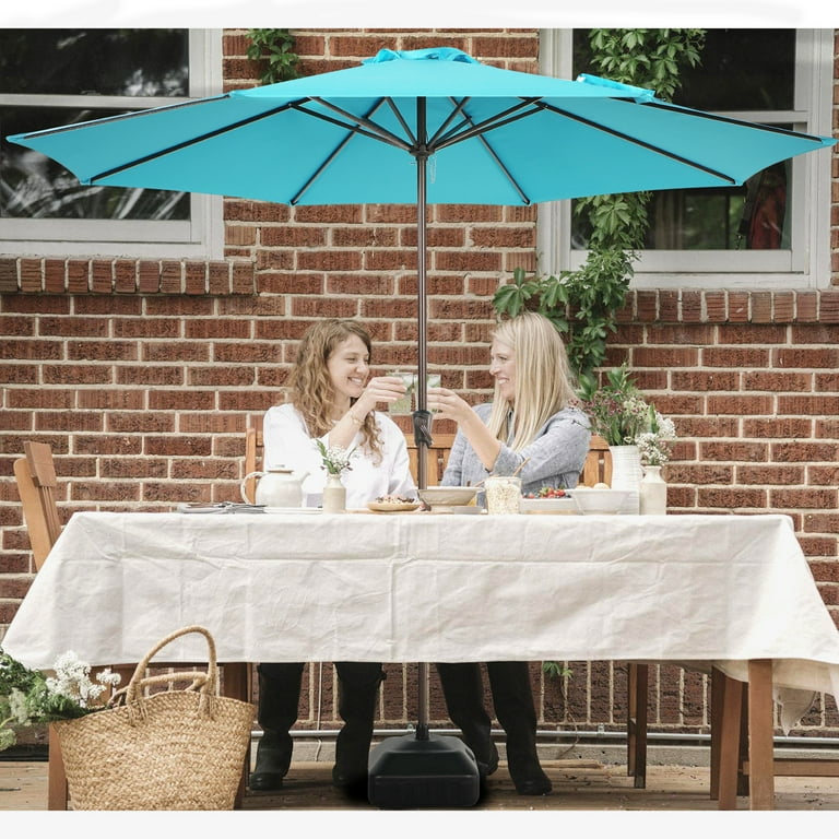 11 foot white patio umbrella Safavieh 11 ft. Zimmerman Market Umbrella Beige & White