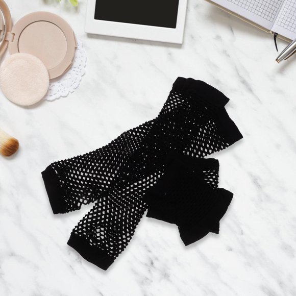 WEUVEB 6Pairs Retro Modern Aesthetic Gloves in Black Mesh for Women's Handwear