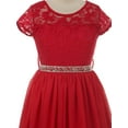 thumbnail image 3 of Little Girls Lovely Floral Lace Chiffon Sparkling Rhinestone Flowers Girls Dresses Red 2 (J20KS53), 3 of 3