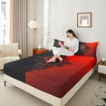 thumbnail image 4 of Feelyou Retro Gothic Graphic Bed Sheets, Vintage Goth Graffiti King Sheets, Black Red Sheet Set, Luxury Bedroom Decor, 4-Piece, 4 of 7