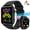 Black, variant on P6 Smart Watches for Men Women with 8 LED Lights Outdoor Smartwatch with 1.96" HD Big Screen Watch Compatible with iOS Android, 1pc