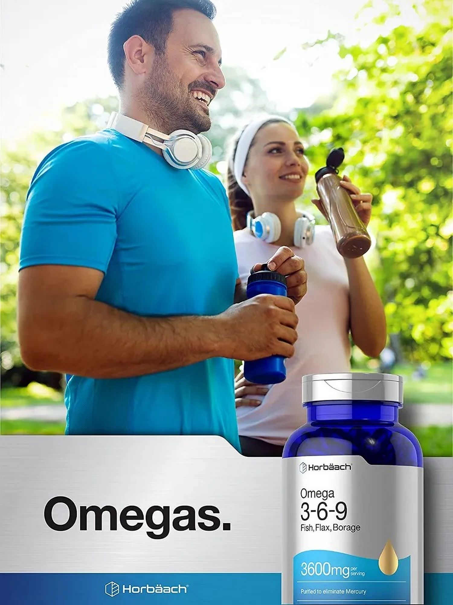 Triple Omega 3-6-9 240 Softgels | From Fish, Flaxseed, Borage Oils | Non-GMO & Gluten Free | By Horbaach