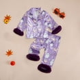 thumbnail image 2 of mgoYE Halloween Pajamas Set Toddler Baby Girl Pumpkin Pjs Button Shirt Pants Sleepwear Cute 2Pcs Loungewear(Purple,18-24 Months), 2 of 4
