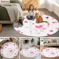thumbnail image 6 of Round Area Rug 3ft, Valentine's Day Pink Love on White Non-Shedding Washable Area Rug, Romance Dream Non Slip Low-Profile Circle Rugs for Living Room, Bedroom Dining Room, 6 of 9