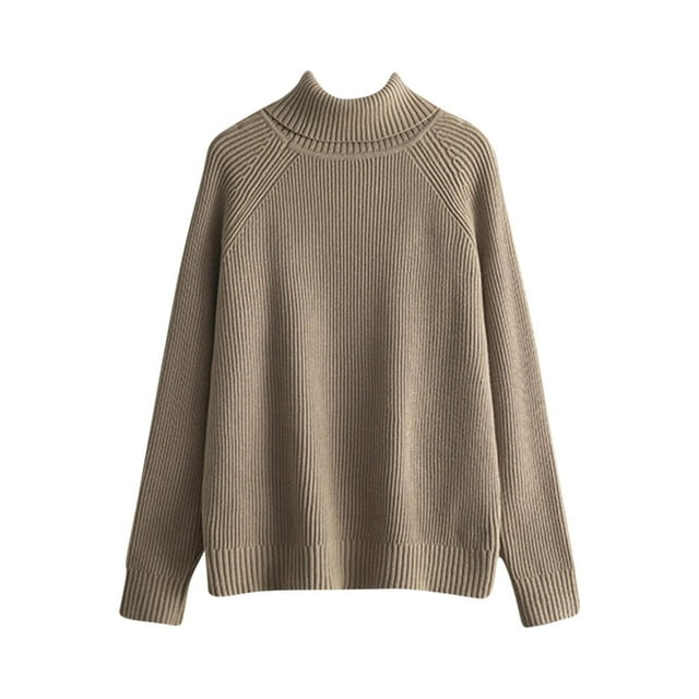 Yuyuzo Sweaters for Women Cable Knit Long Sleeve High Neck Fall Winter Solid Color Pullover Tops