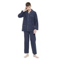 thumbnail image 3 of GLOBAL Mens Yarn Cotton Pajama Set, Long Sleeve Button Down PJ Set for Men Plaid Mens Sleepwear, Sizes S-XXL, 3 of 5