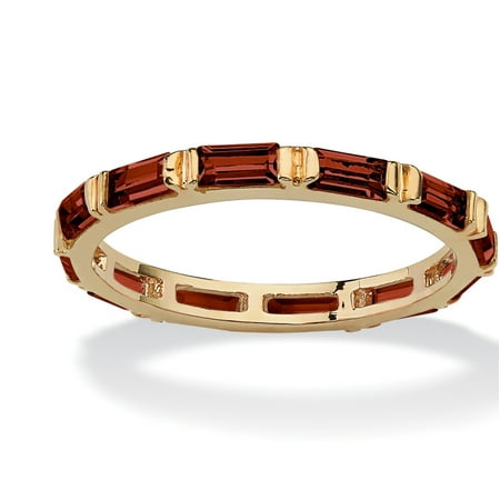 Ruby Baguette Ring Baguette-Cut Birthstone Eternity Stack Ring 14k Gold-Plated - July- Simulated Ruby ()