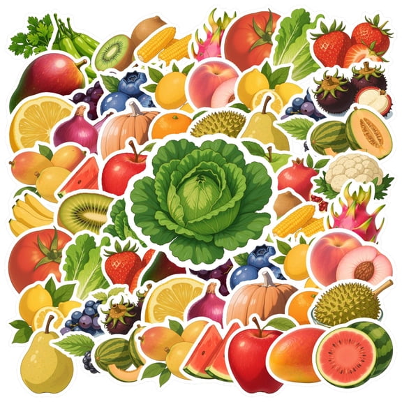 35pcs Fresh Fruit Stickers Vegetable Kids Stickers Nature Graffiti Stickers for Fridge Suitcase Laptop