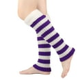 thumbnail image 3 of KLOY2K Women's Winter Striped Knitted Hairy Socks - Warm Fluffy Leg Stacked Socks, Thickened Fabric for Cold Weather, Festive Style Suitable for Christmas & Daily Indoor/Outdoor Wear,Purple,One Size, 3 of 5