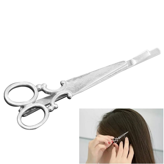STRANDCHIC Mini Hair Clips Scissors Shape Hair Clip 2Pack 0.79In W Silver For Girls Styling And Everyday Use