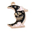 thumbnail image 2 of 20Pcs Alloy Enamel Gothic Pendants Black Gothic Theme Metal Charms Pendant Moon with Skull Pendant Ornament for Necklace Bracelet Jewelry Making 26x20x1.5mm Hole: 2mm, 2 of 4