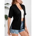 thumbnail image 2 of HOWCOME Short Sleeve Open Front Kimono Cardigan Summer Lightweight Cardigan Casual Beach Cover Up Black, L, 2 of 6