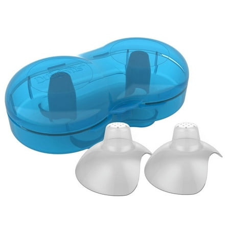 Dr. Brown's Nipple Shields with Case, Size 2 (25 mm and Up), Stretch Fit, Latch Difficulties, Flat/inverted Nipples, 100% Silicone