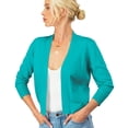thumbnail image 5 of URBAN DAIZY Women's Classic 3/4 Sleeve Crop Bolero Cardigan Open Front Cropped Shrugs Knit Sweater A09_620 Dark Green L, 5 of 7