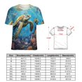 thumbnail image 2 of Nautical Green Sea Turtles Women's Short Sleeve Tops Casual Blouses T Shirt, 2 of 6