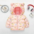 thumbnail image 2 of Baby's Padded Jacket with Hood Cute Cartoon Cotton Coats Toddler Boys Girls Winter Winter Warm Outerwear Soft Cotton Padded Jacket Cute Bear Ears Jacket, 2 of 4
