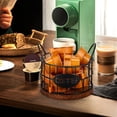 thumbnail image 4 of 1 Set Coffee Pod Holder Basket Contemporary Rectangular Storage Iron Wood Kitchen, 4 of 8