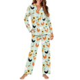 thumbnail image 2 of Garronmavis Funny Chicken Womens Pajama Sets 2 Piece Button Down Long Sleeve Lightweight Sleepwear Winter Nightwear Cozy Lounge Set Soft Warm Lounge Set, 2 of 7