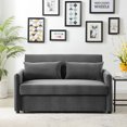 thumbnail image 3 of 3 in Convertible Sleeper Sofa Bed, Modern Loveseat Sofa Couch with Pull Out Bed and Reclining Adjustable Backrest  Folding Lounge Sofa with Lumbar Pillows for Apartment Living Room Bedroom,Grey, 3 of 9