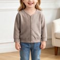 thumbnail image 2 of Gubotare Cardigan for Toddler Girl Girls Cardigan Sweaters Ruffle Sweater V Neck Button Front Outerwear 1T 2T (Coffee,1-2 Years), 2 of 6