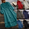 thumbnail image 1 of T-Shirts Oversize pour Femmes, Blouse Décontractée Longue à Boutons, Manches Longues, Vert TTG, 1 of 5