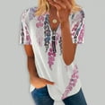 thumbnail image 2 of Dyegold Summer Tops for Women 2023 Trendy, 2023 Summer Plus Size Dressy Tops for Women Marble Print Zip Up T-Shirts Short Sleeve V-Neck Blouses Trendy ​Tunics, 2 of 5