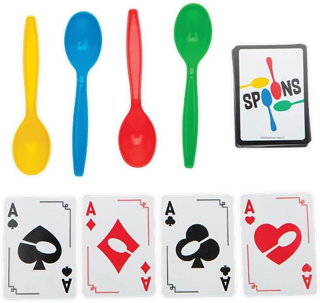 PlayMonster Spoons Quick Play Board Games, 3-5 Multi-Player Card Game, Ages 7+