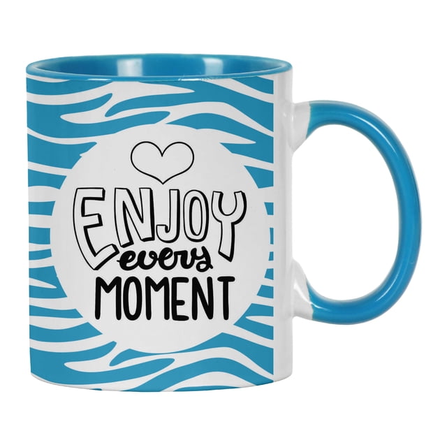 Inkdotpot 11 OzCeramic CoffeeMugs Enjoy Every MomentPositive Thinking Quotes Gift For Friends-Blue