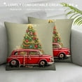 thumbnail image 3 of GOSMITH  Merry Christmas Happy New Year Watercolor Colorful Pink Car Pine Tree Gifts Decorative Throw Pillow Cover Case Home Living Room Bed Sofa Car Cotton Linen Square 18 x 18 Inches, 3 of 5