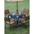 thumbnail image 4 of Outdoor Tablecloth with Umbrella Hole for Patio/Picnic/Party/Camping, Ball Sports Waterproof Table Cloth Square Cover Washable, Navy Blue (60"x 60"), 4 of 9