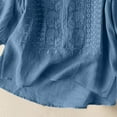 thumbnail image 6 of kaprioy Linen Shirts for Women Summer Retro Embroidered 3/4 Sleeve Boho Tops Dressy Casual Blouses Teacher Loose Tunics Blue, L, 6 of 7