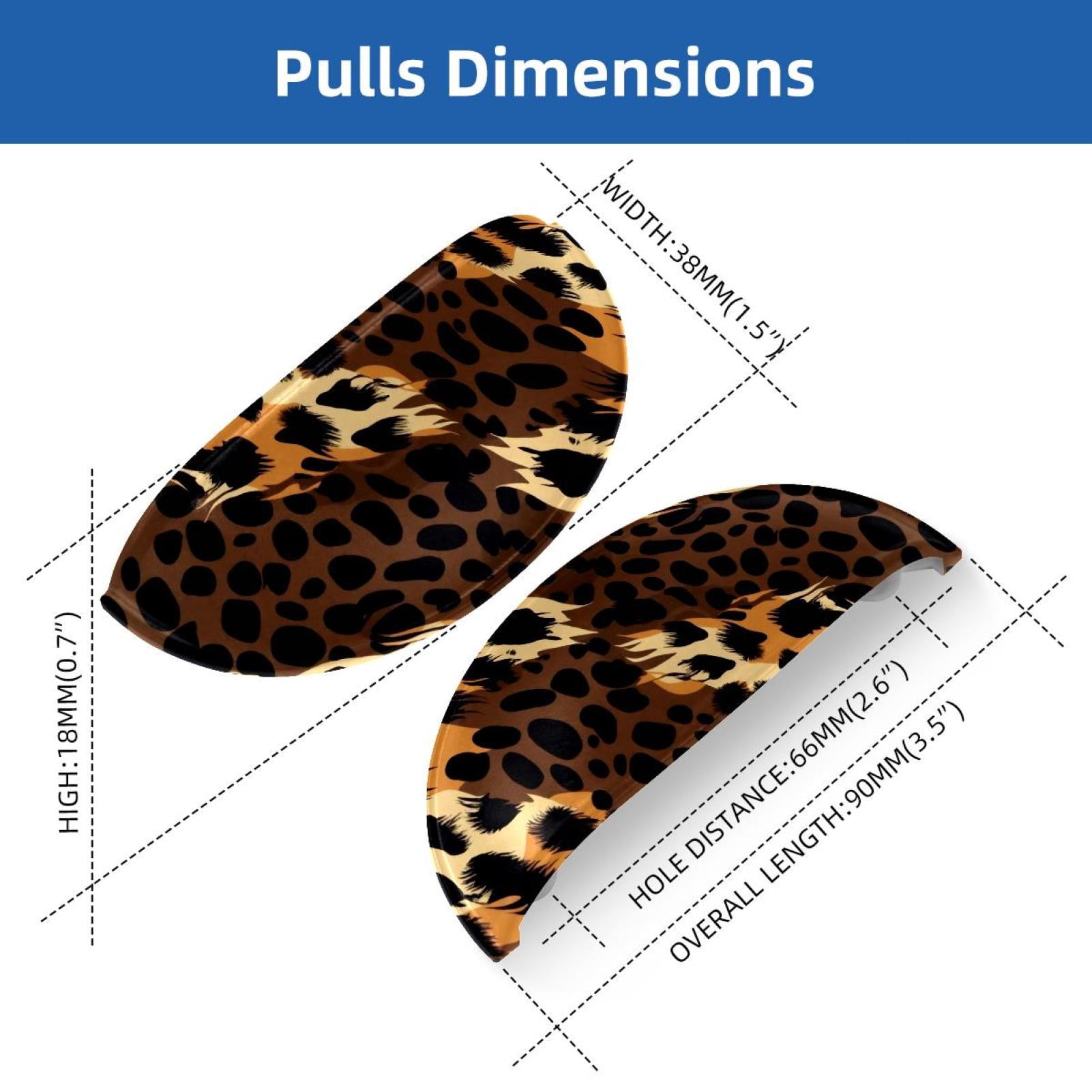 PhooArto 6 Pcs Cup Drawer Pulls, Animal Leopard Color Pattern Shell Shape Handles Cabinet Knobs for Dresser Cupboard Closet Wardrobe with Screws