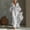 Gray, variant on Morttic Women's Summer Vacation Beach Feather Print V-Neck Flowy Maxi Dress – Waist-Cinched Batwing Sleeve Loose Dress Beige,S