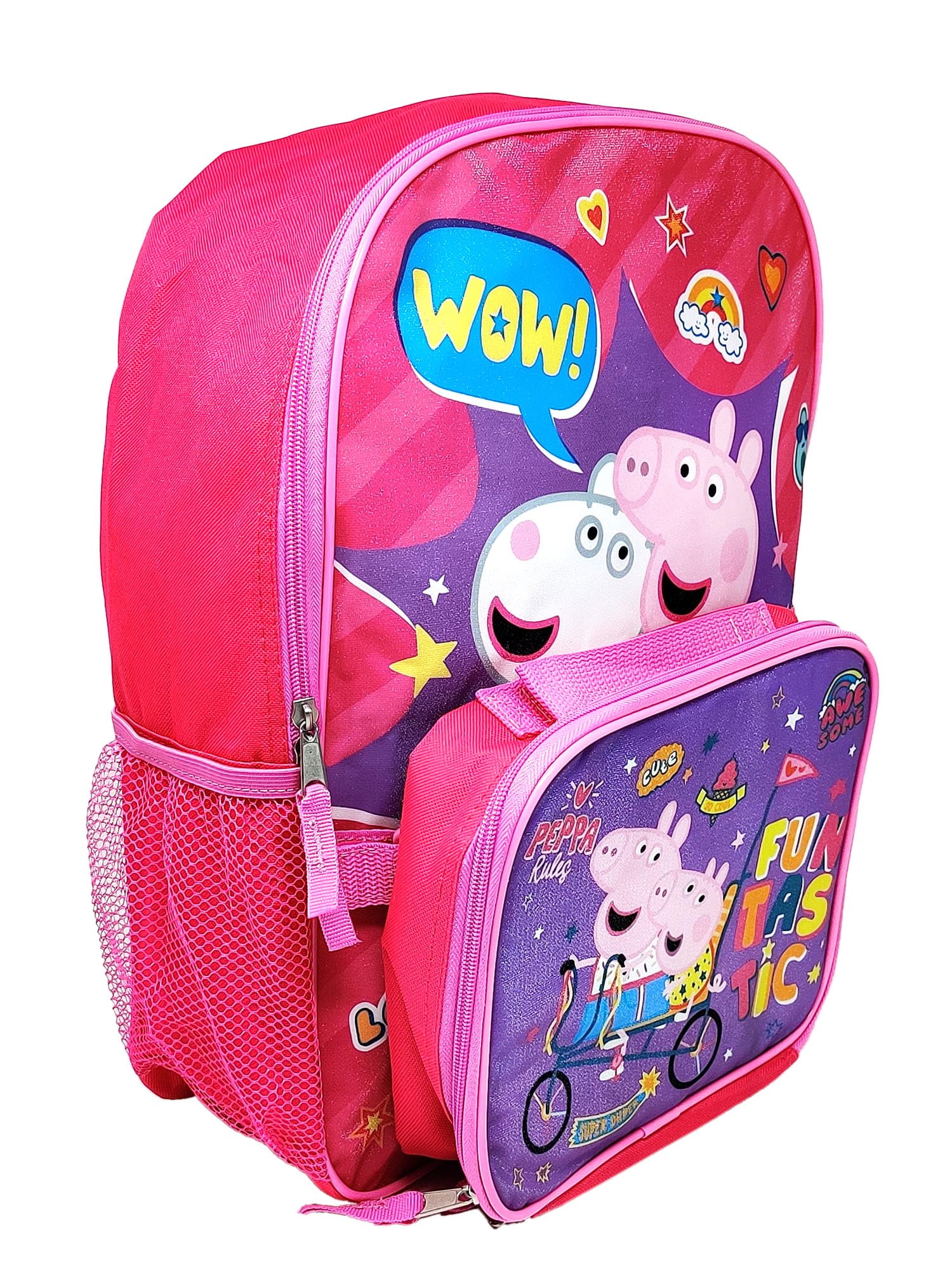 Girls Peppa Pig 16 inch Backpack Rain w/ Detachable Insulated Lunch Bag Set, Women's, Size: One size, Pink