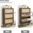 thumbnail image 6 of Shoe Cabinet Storage, Fluted Organizer Cabinet with 3 Flip Drawers, Hidden Shoe Rack Freestanding Shoe Organizer with Legs for Hallway,Walnut, 6 of 7