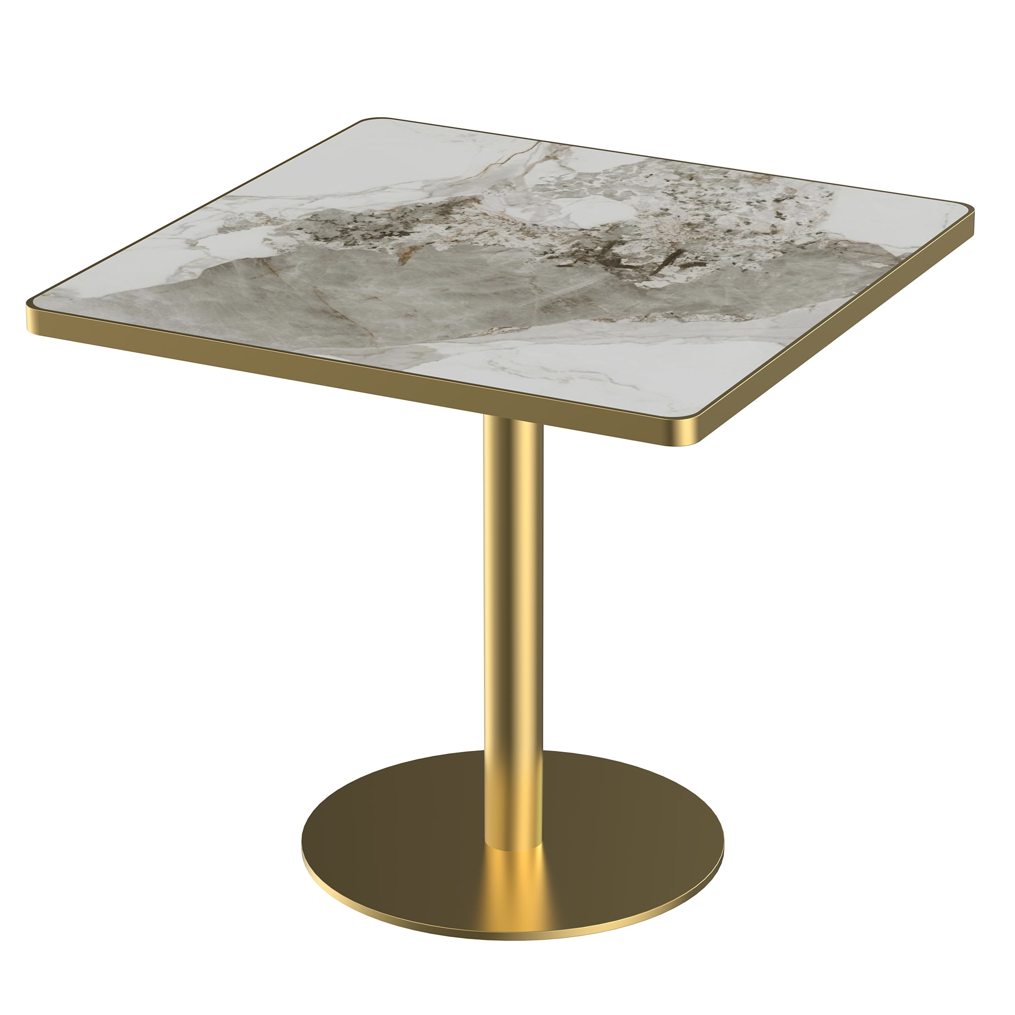 31.5" Square Modern Tulip Dining Table, Sintered Stone Tabletop with Marble Print, Stainless Steel Bracket Base, Scratch & Wear Resistant, Waterproof Surface, Ideal for Indoor & Outdoor