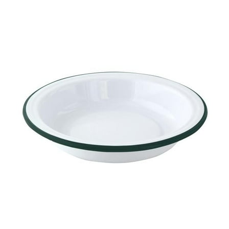 Packnwood 294ENASCV20 22 oz Enamel Reusable Deep Plate, White & Green Rim