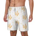 thumbnail image 2 of Balery Wheat Mens Swim Trunks Swim Shorts for Men Quick Dry Inseam Beach Shorts with Compression Liner Pocket-Small, 2 of 9