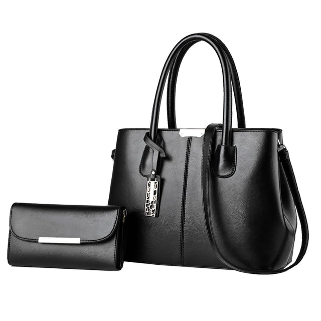 Conjunto de bolso de mano para mujer, bolsa de moda, regalo elegante, bolso de hombro para mujer, bolso de mano para primavera, viajes al aire libre y Negro