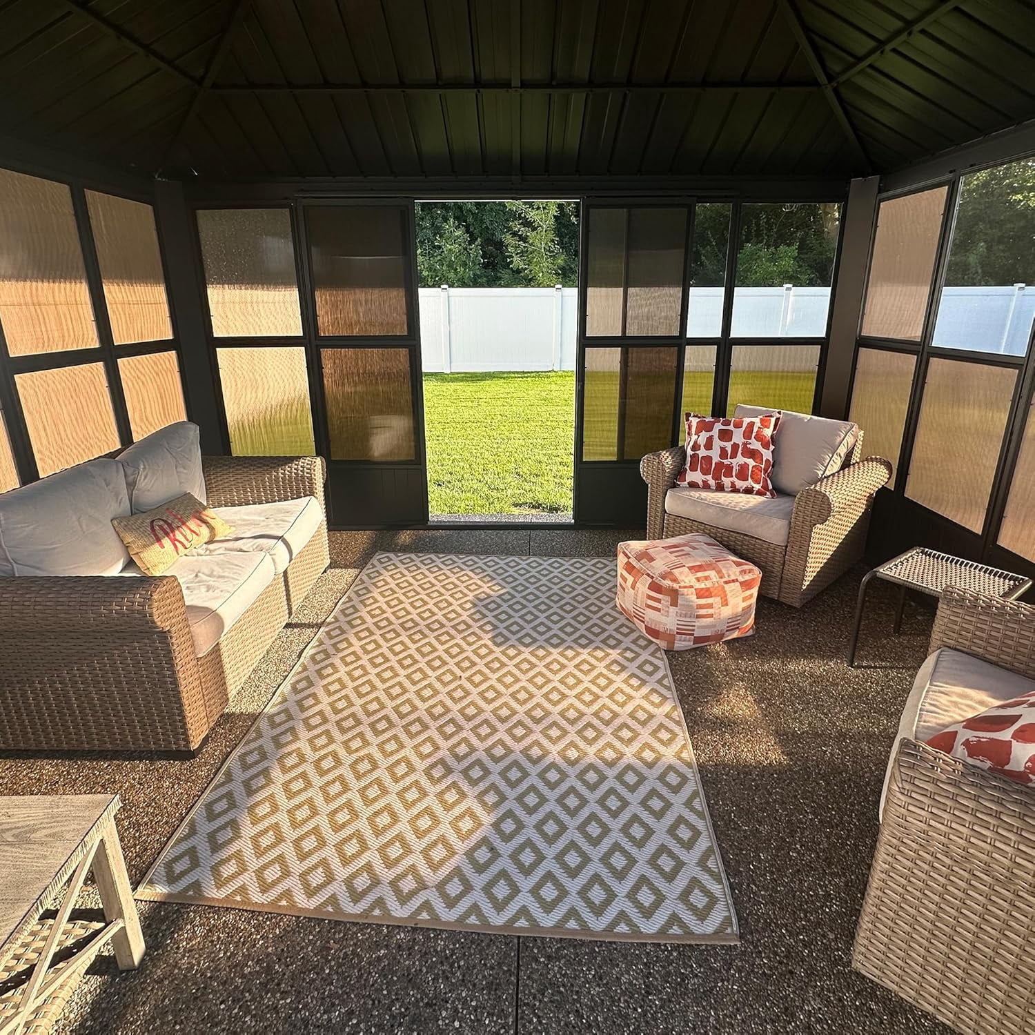 PURPLE LEAF 10 X 15 Outdoor Sunroom Solarium Permanent Hardtop Screened Gazebo Galvanized Steel Double Roof Aluminum Patio Enclosed Lawn Deck Backyard Grey