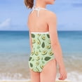 thumbnail image 4 of SEANATIVE Size 3-4 Y Girls Swimsuit One Piece Leisure Lace Up Beach Swimwear for Kids Girls Soft Avocado Print Toddler Bathing Suit Cover Up, 4 of 5