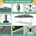 thumbnail image 4 of COBIZI 10x20 Pop Up Canopy Tent, Outdoor Party Tent With 6 Sidewall One Push Setup Glow, 3 Adjustable Height Air Vent Waterproof UPF50+, Bag, 4 Sandbag, 6 Stake, 12 Rope for Beach, Commercial, 4 of 7