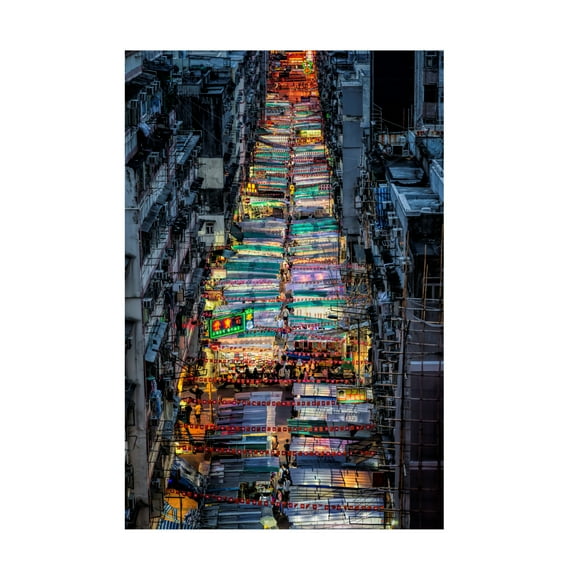 Canvas Wall Art - Fahad Abdualhameid 'Night Market' Wall Art for Living Room, Bedroom, or Office D?cor by Trademark Fine Art - 12 x 19 Inches