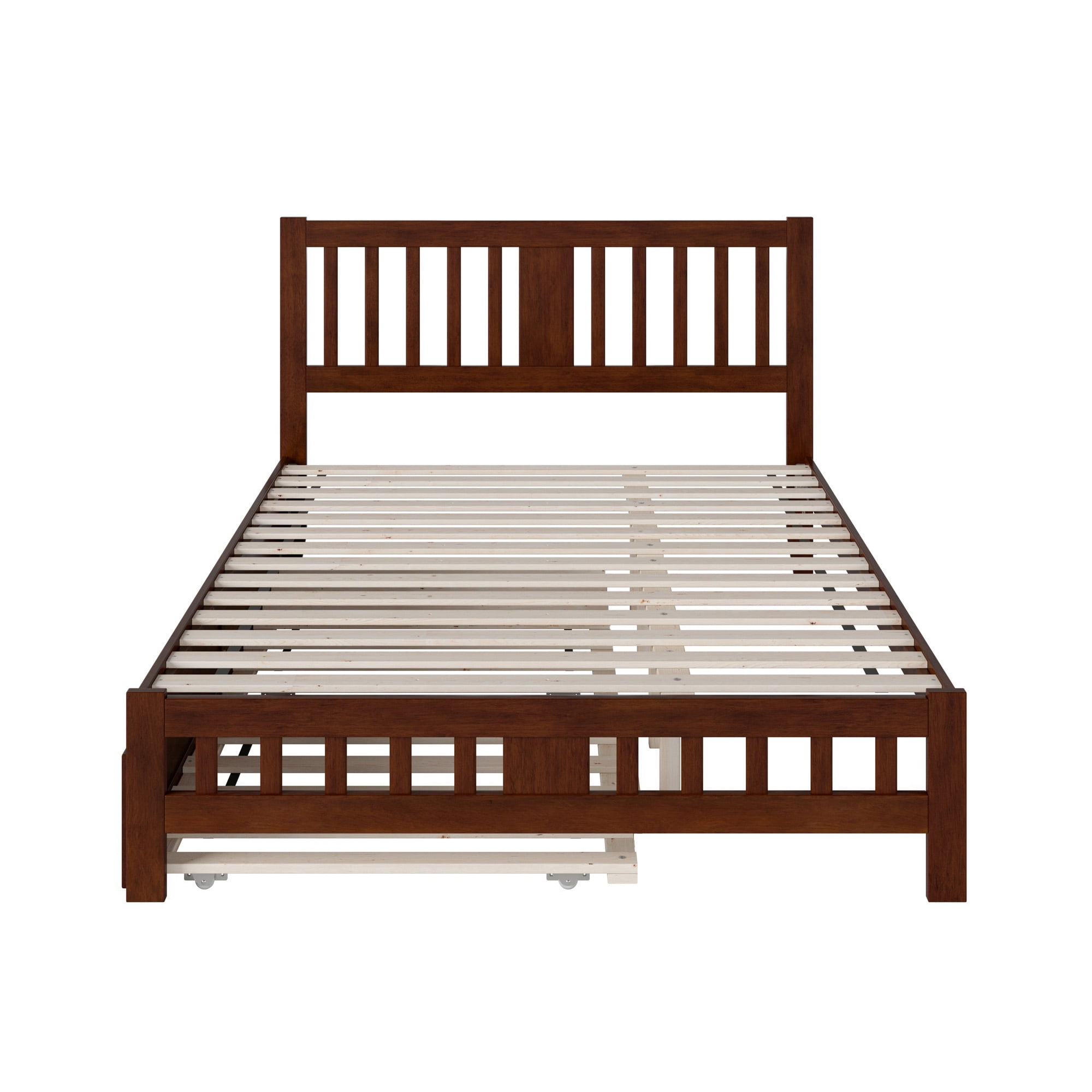 AFI Tahoe Queen Wood Platform Bed with Headboard Footboard & Twin XL Trundle, Walnut