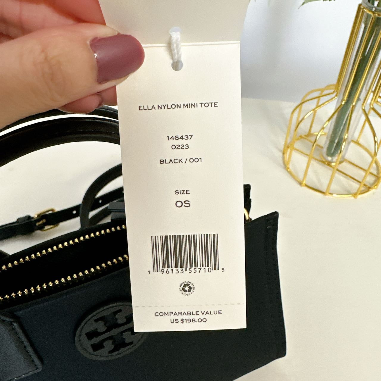 Tory Burch Women's Ella Nylon Extra Small Top Zip Crossbody Tory Burch Women's Ella Nylon Extra Small Top Zip Crossbody