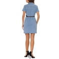 thumbnail image 3 of INSPIRE CHIC Vestido de Camisa de Mezclilla para Mujeres con Cuello, Manga Corta, Cinturón, Botones, Vestidos de Jean S Azul Claro, 3 of 6