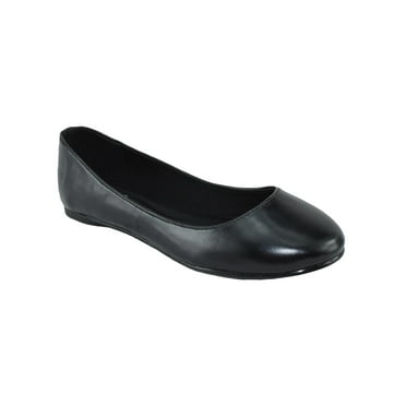 kreme Soda Women Shoes Ballet Flat Comfortable Gel Insole Round Toe Black PU
