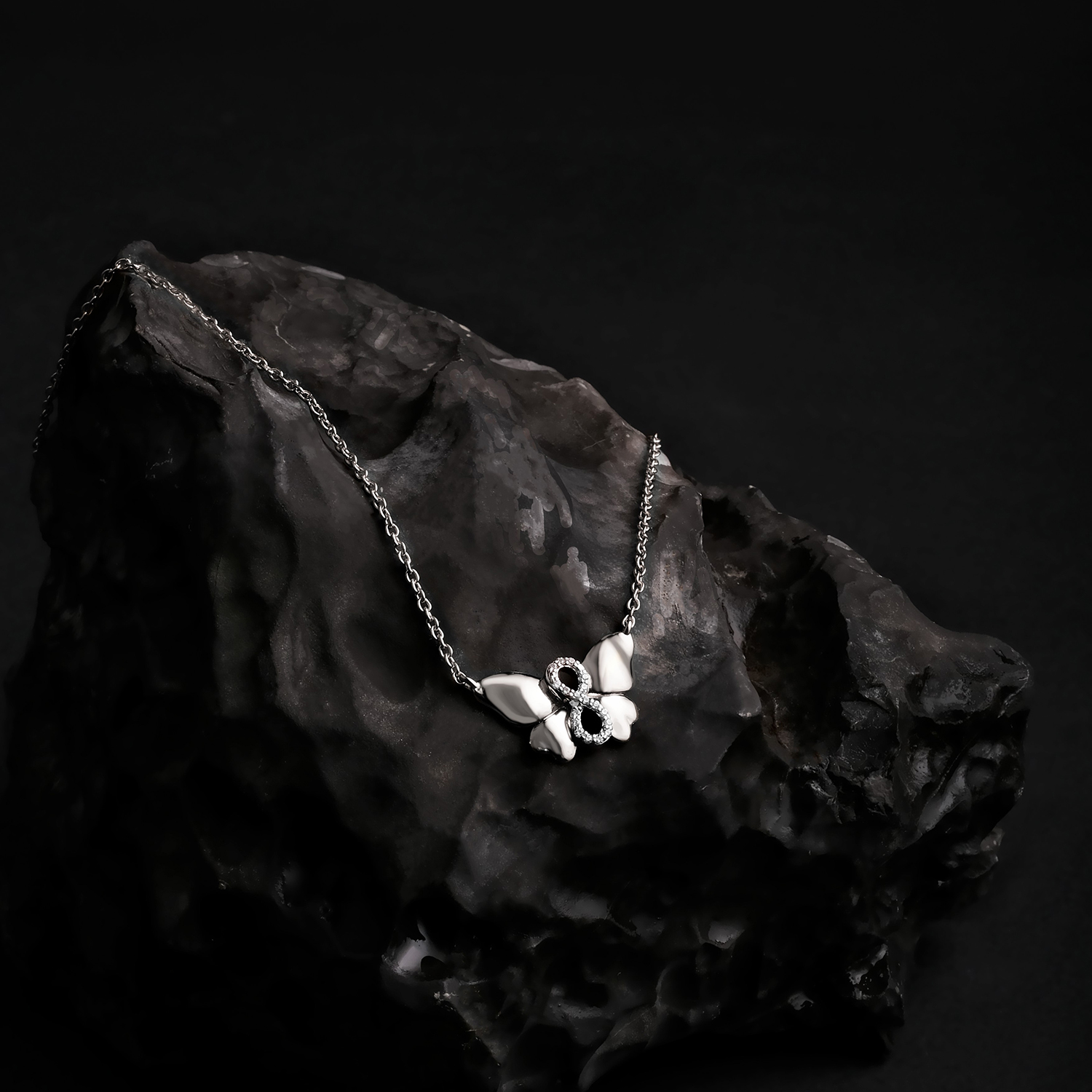Cali Trove 1/20 Ct Diamond Butterfly Infinity Necklace | 925 Sterling Silver Butterfly Pendant | Necklace for Her